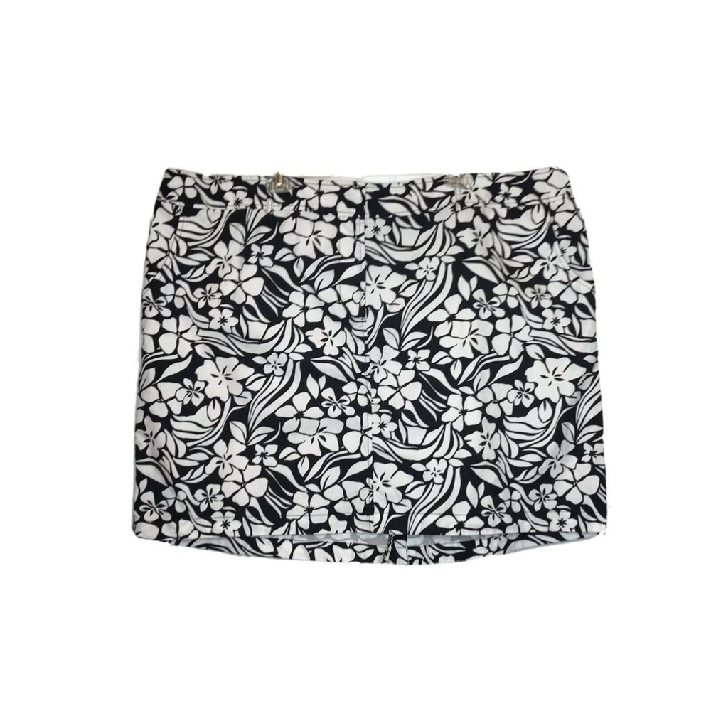 Venezia Womens Short Skirt Size 28 Stretch‎ Black White Floral Casual Pockets
